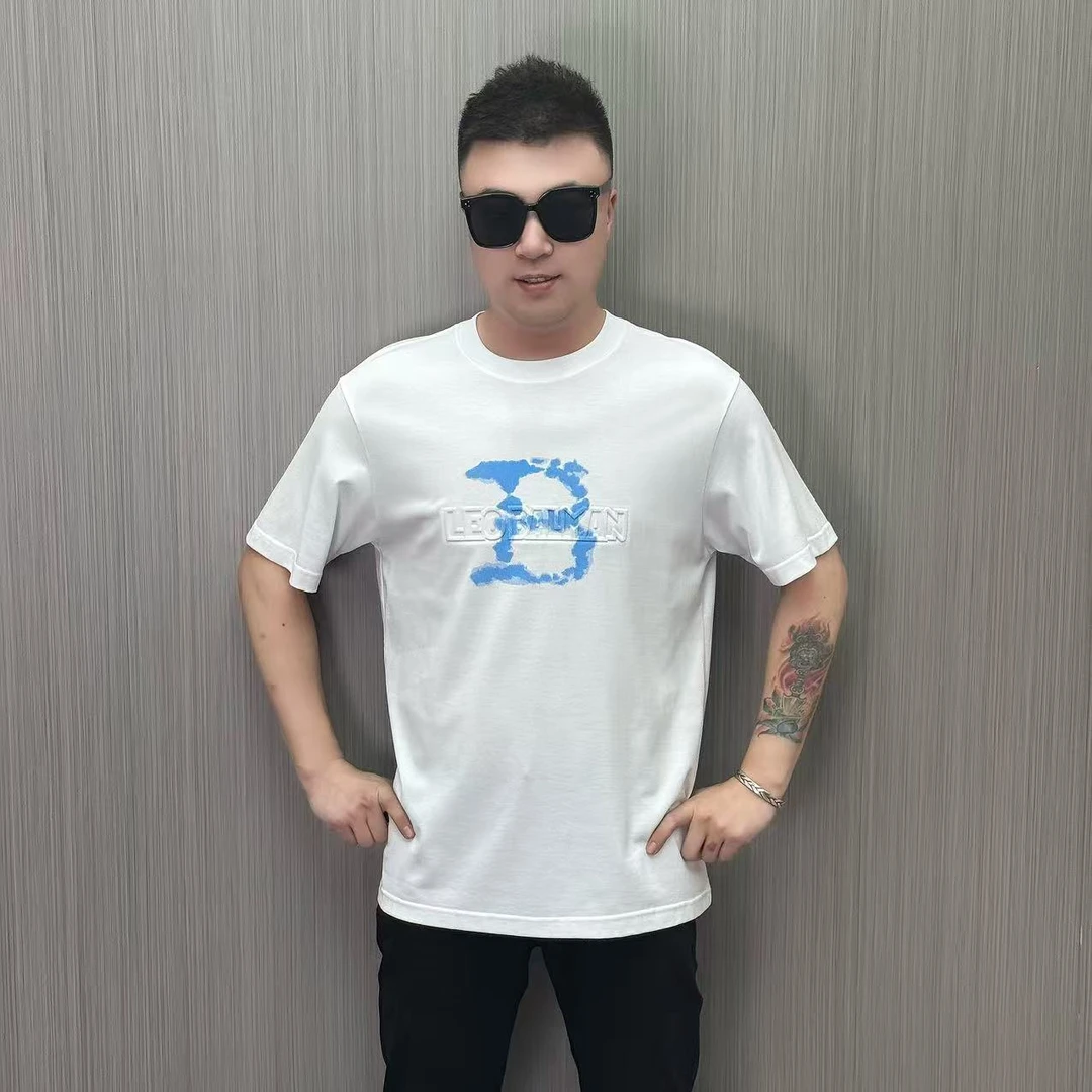 【7130】夏新款 时尚简约轻奢高定男士短袖T恤休闲宽松半袖圆领