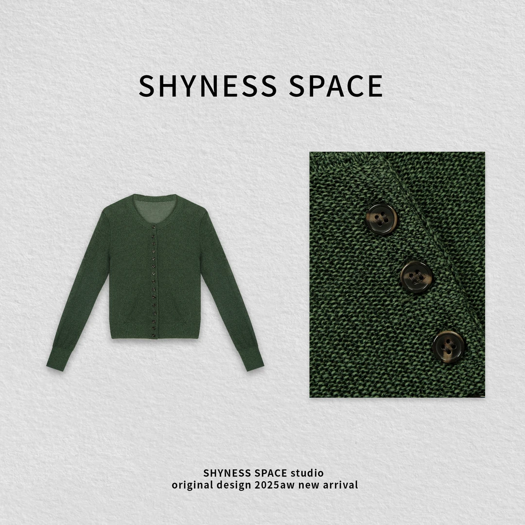 【T&R单】新款上新常规款极简风老钱风秋季女毛针织衫开衫HBT0056