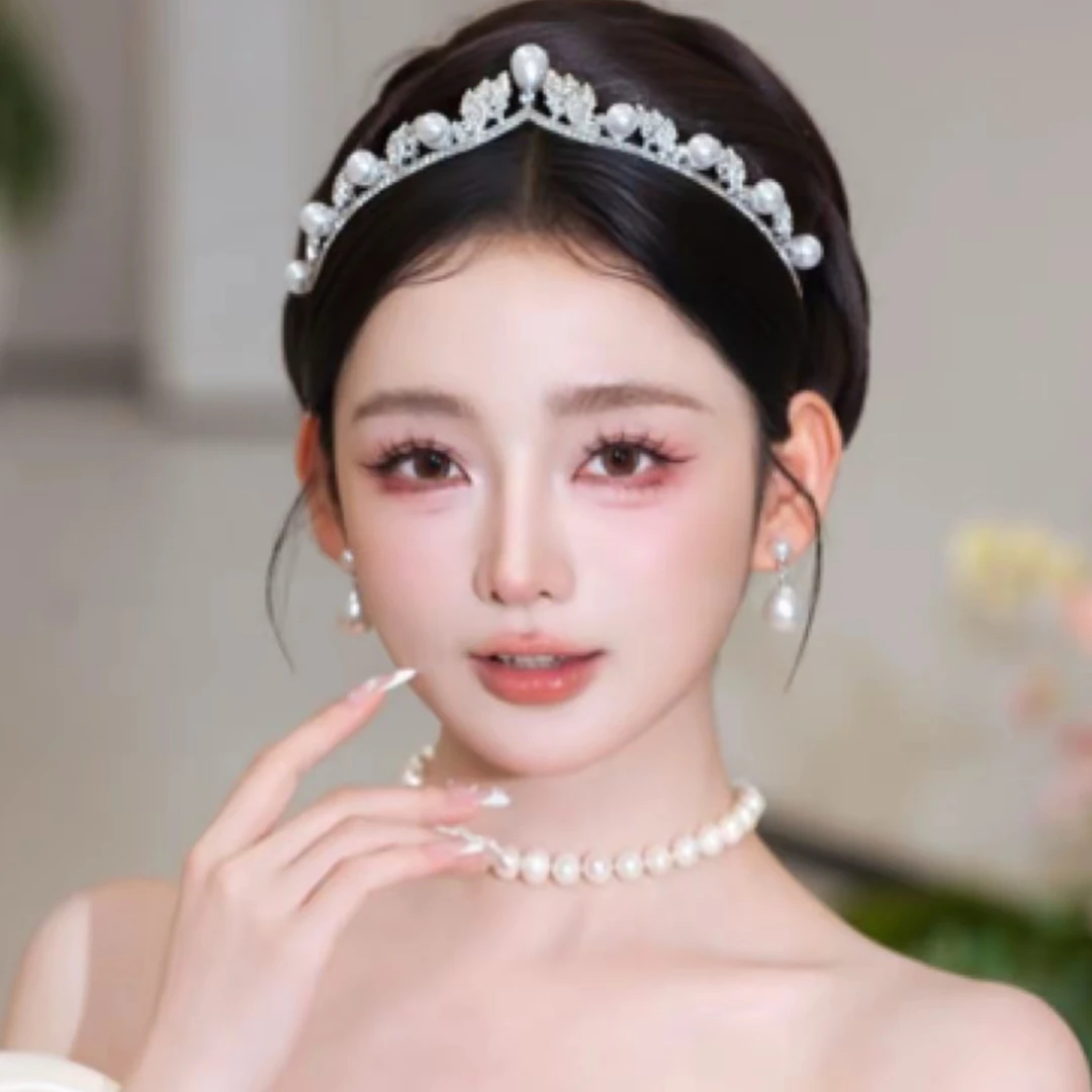 新款韩系简约公主风珍珠皇冠减龄百搭新娘头饰