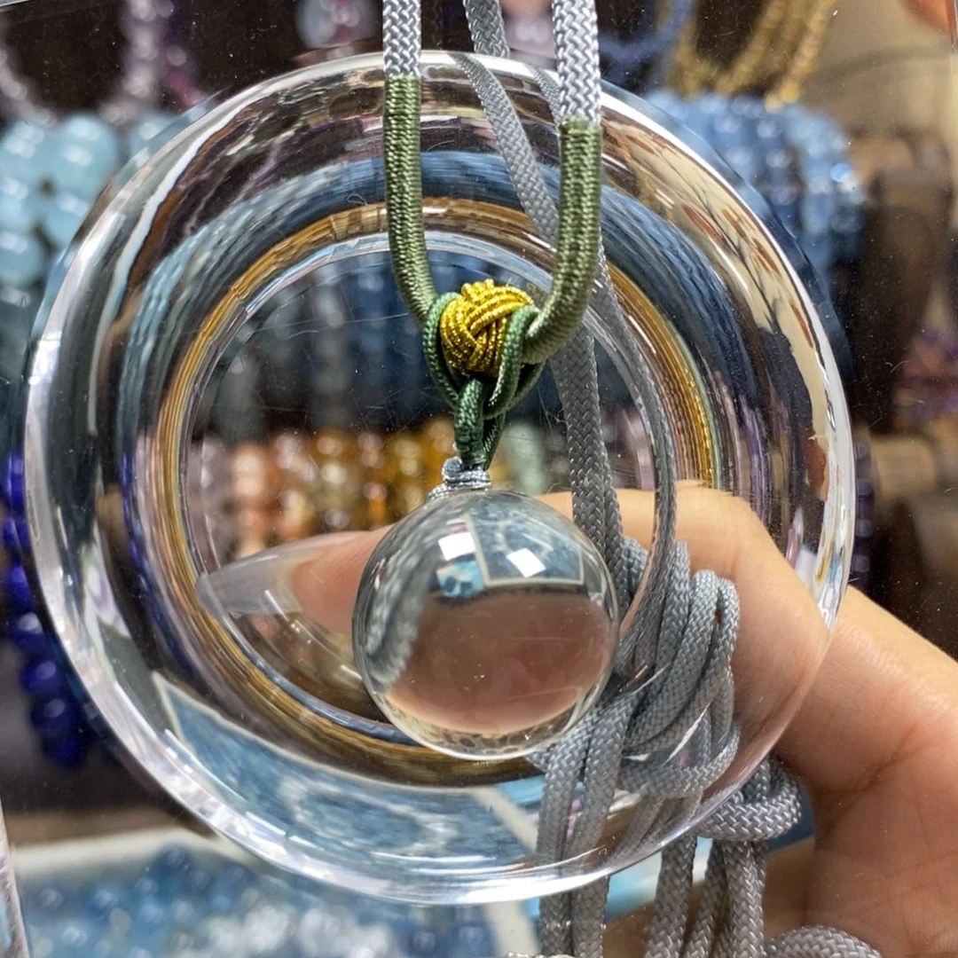 水晶戒指银S925镶嵌大灯泡吊坠