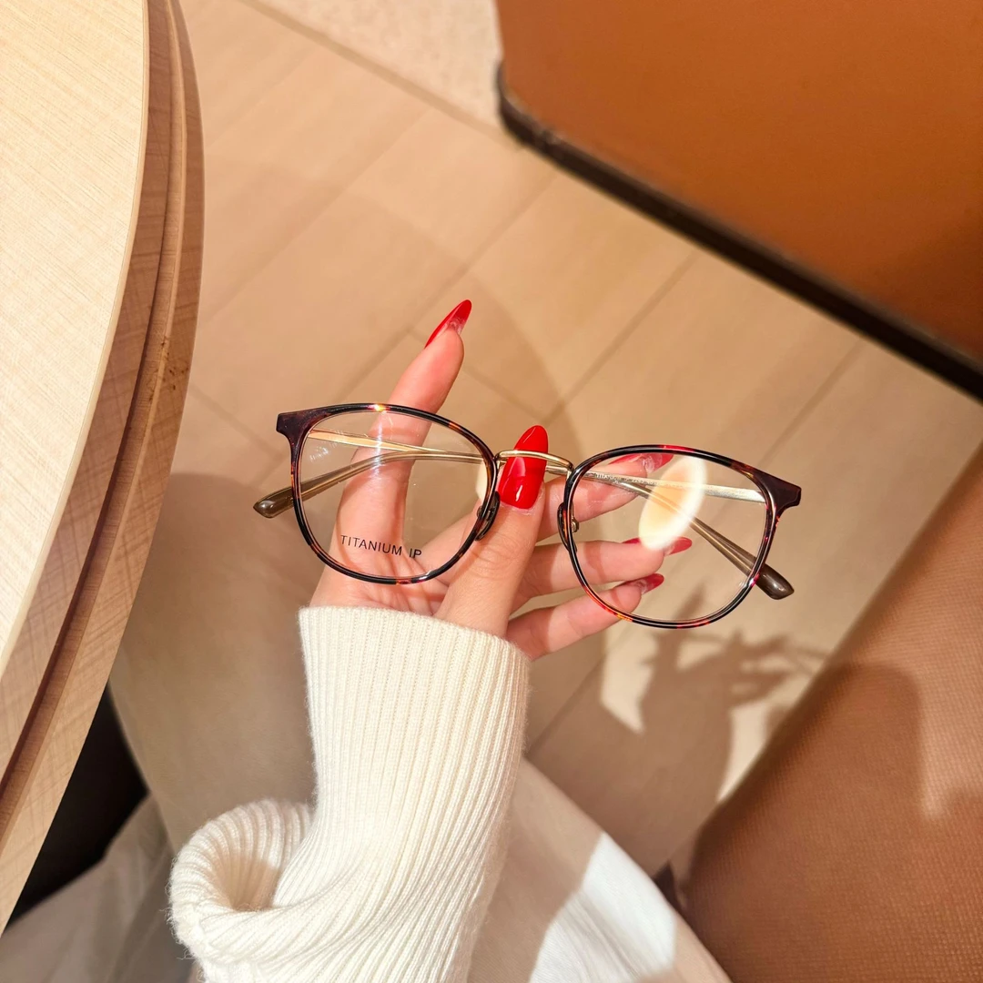 秋冬琥珀【半钛】方圆镜框素颜修饰脸型2243高度数眼镜48-19-145