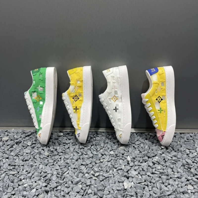 2025夏季新款舒适透气运动休闲鞋青少年厚底增高拼色百搭印花板鞋