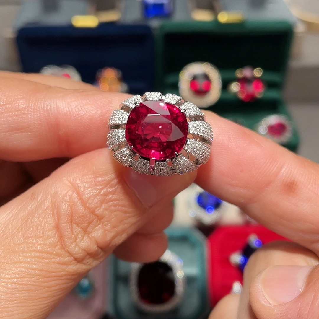 戒指碧玺18K金镶嵌6.3ct