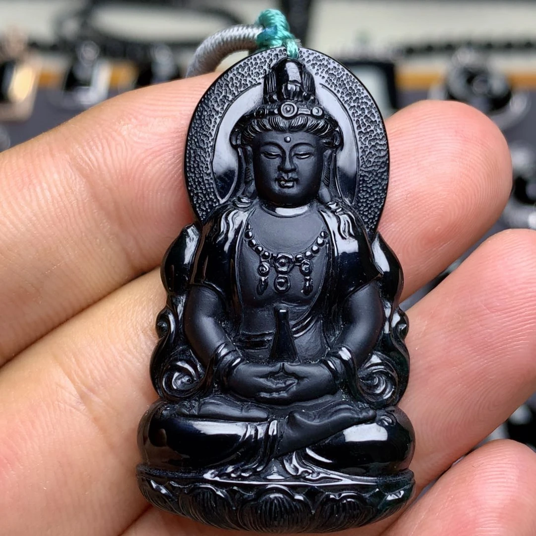 颈饰未镶嵌翡翠墨翠观音