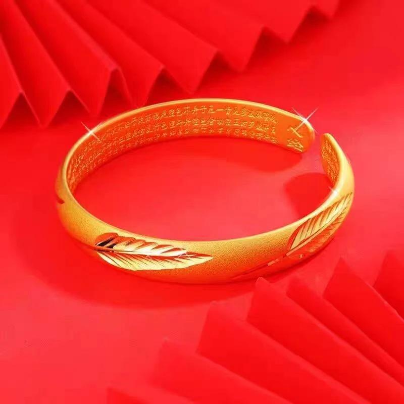 映棠 合金手镯 一夜暴富心经不掉色古法仿真开口手镯女款可调节