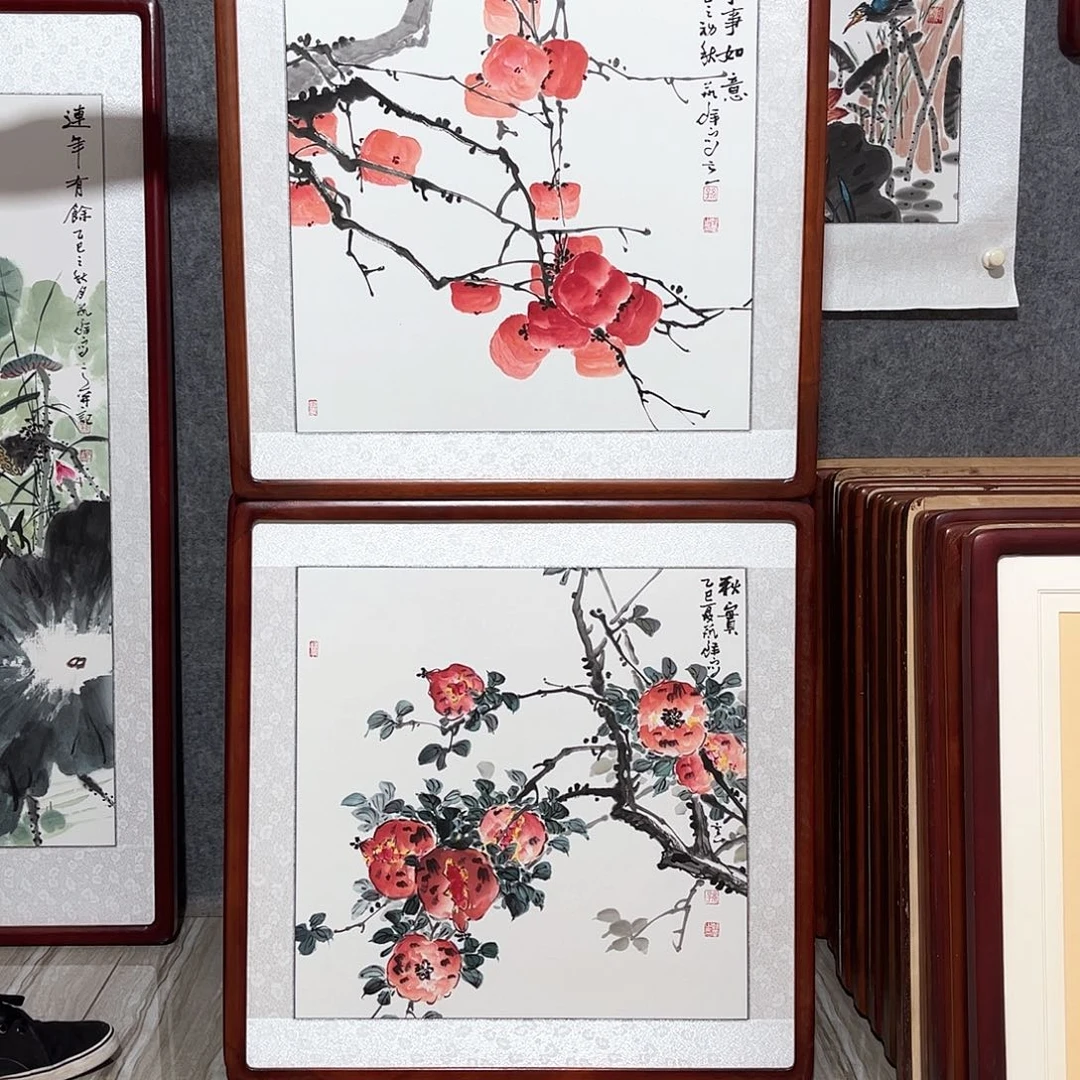 国画书画作品带框63×63