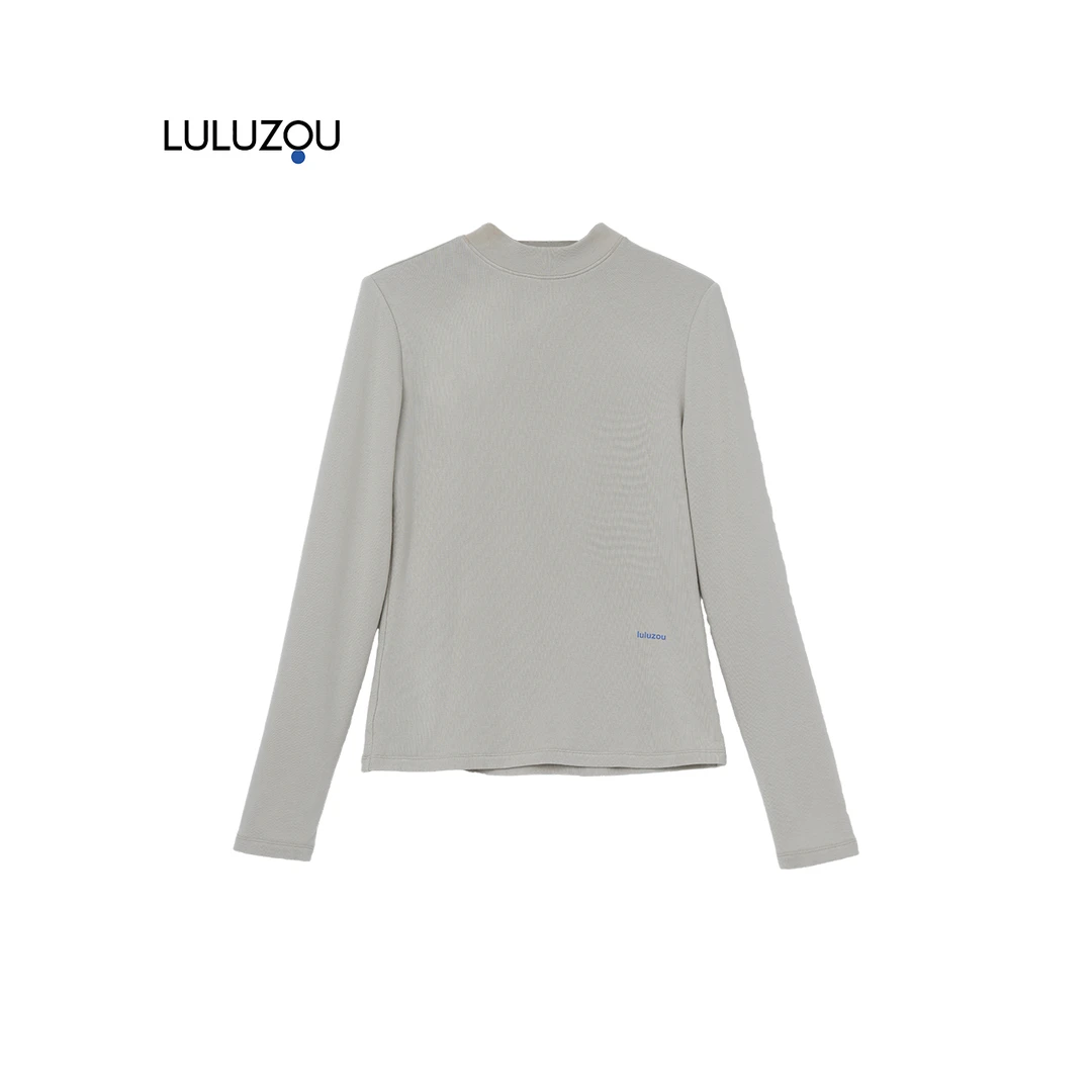 luluzou  磨毛小高领长袖打底针织新款