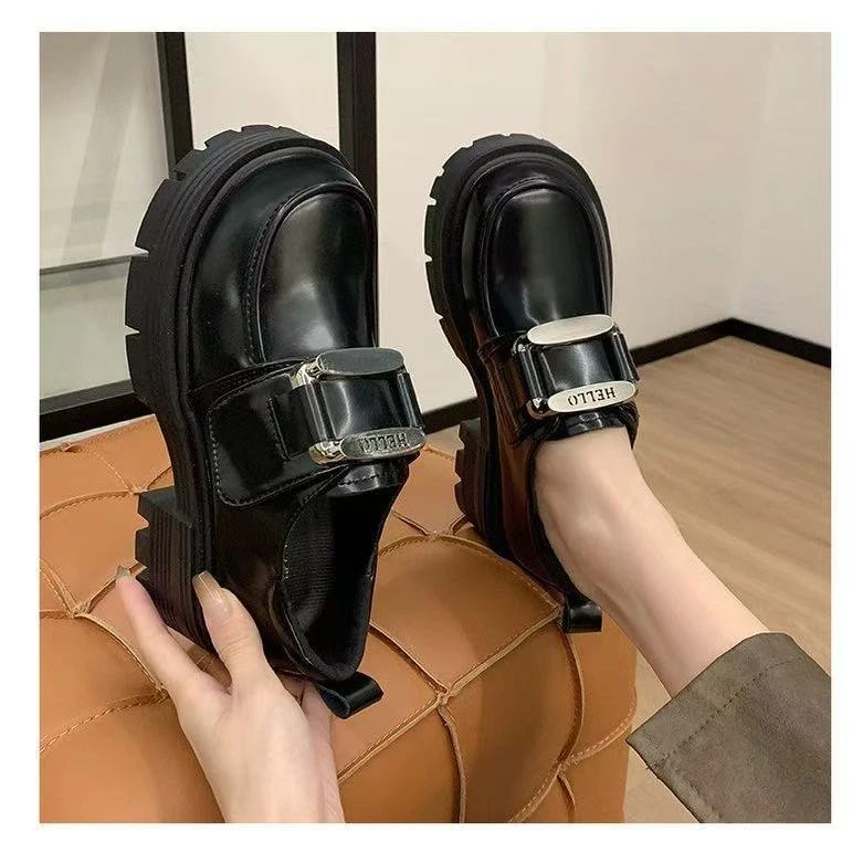 510 黑色厚底小皮鞋女2025春季新款日系jk复古百搭英伦风乐福鞋