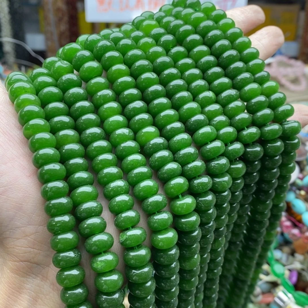 玛瑙/玉髓未镶嵌珠宝半成品一条10mm绿玉髓隔片L265