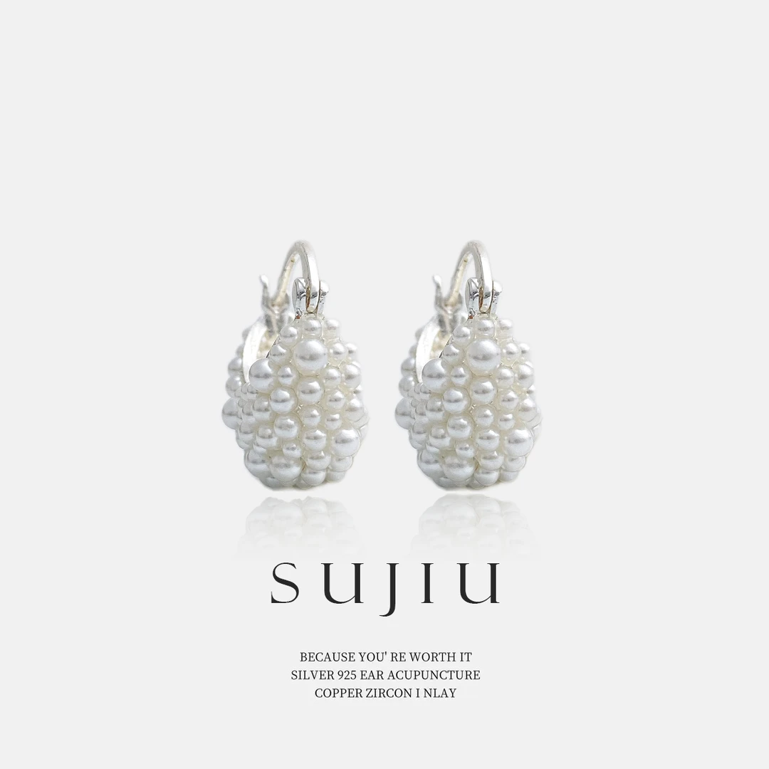 铜合金耳饰 SUJIU 925银针【絮语珠丛】简约手工耳钉耳环耳坠7484