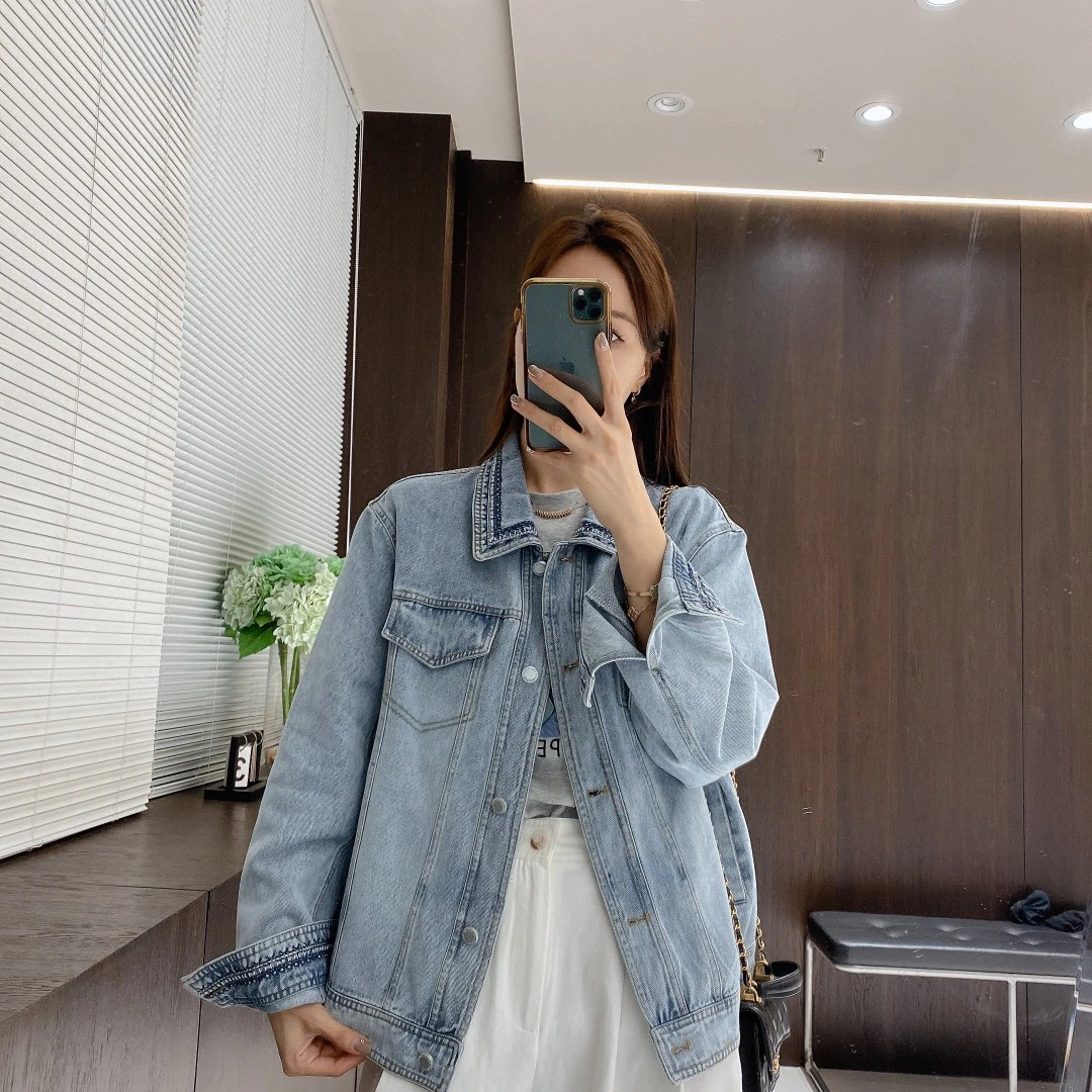 IMFLY金小金自制女装 牛仔外套DYW8621春季休闲百搭蓝色上衣