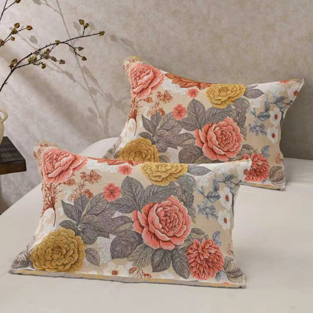 G692 纯棉加厚重工枕巾一对两只 麻花52*75简约防滑韩式加厚