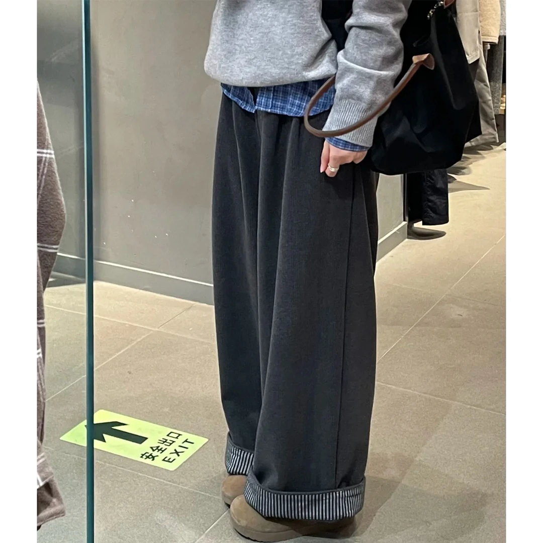 阔腿裤宽松慵懒风松弛感2025新款秋冬灰色裤子女款大码胖mm休闲裤