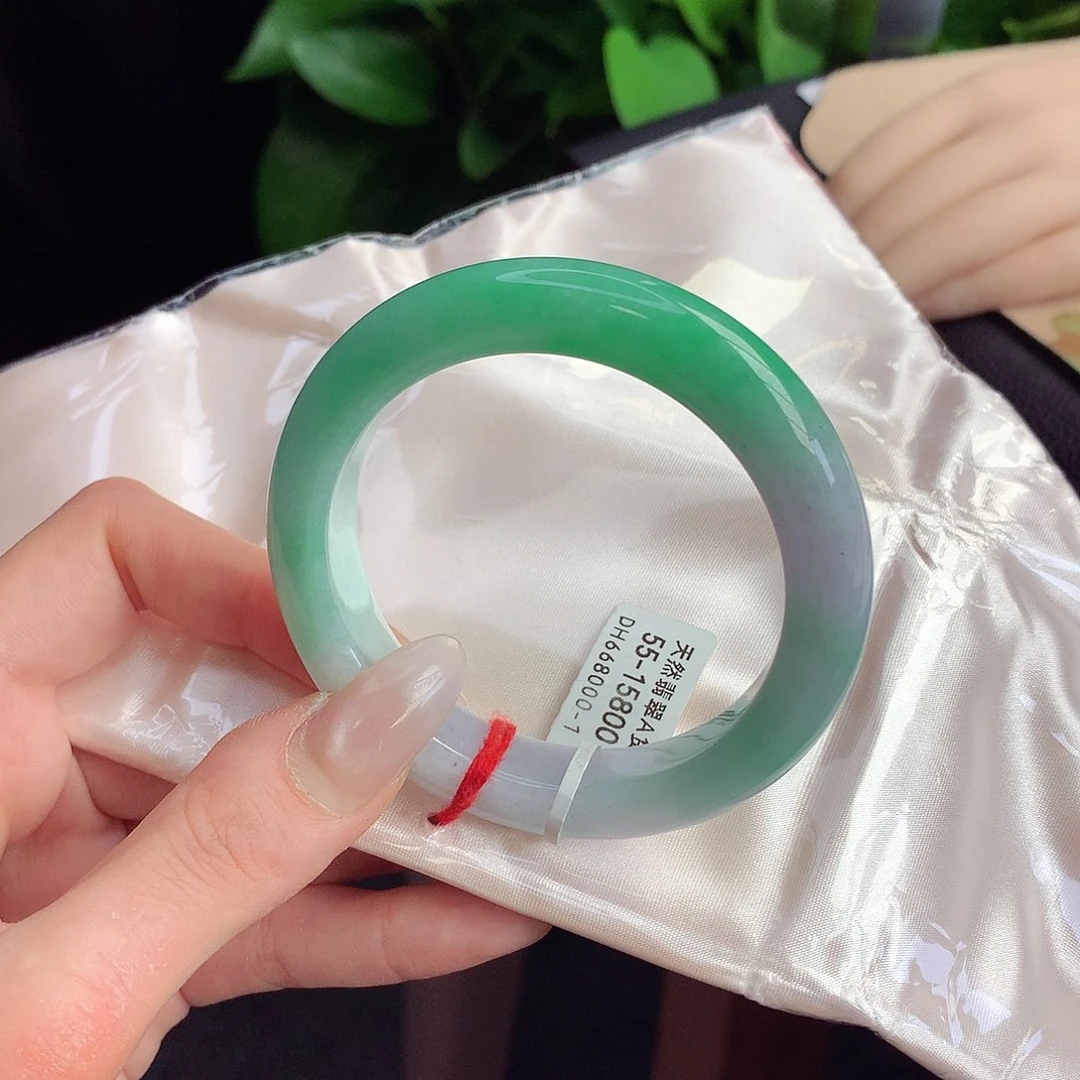 未镶嵌手镯翡翠天然A货翡翠55-56阳春白雪细细腻闭眼拍4号