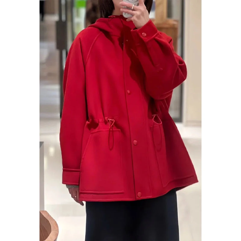 原单非市面货！"AIR COAT 160细支美丽诺羊毛羊绒双面连帽大衣C599