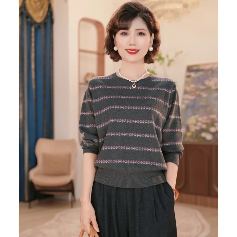 妈妈装秋冬2025年新款针织衫时尚上衣服气质中年女装休闲时尚上衣