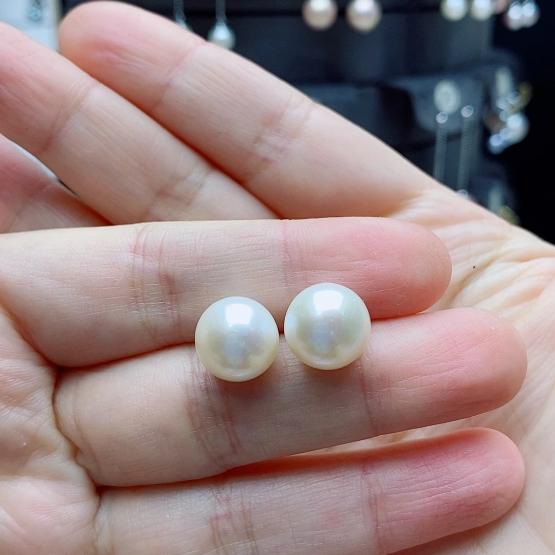 耳饰银S925镶嵌淡水珍珠