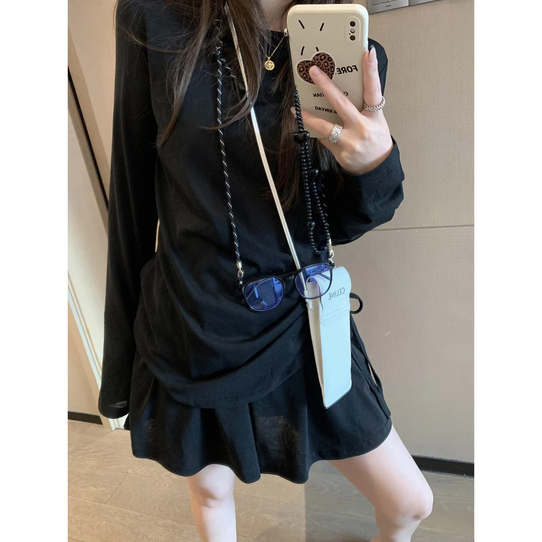 fancccy天丝露背长袖短裙套装女2025夏季新款垂感舒适凉感两件套