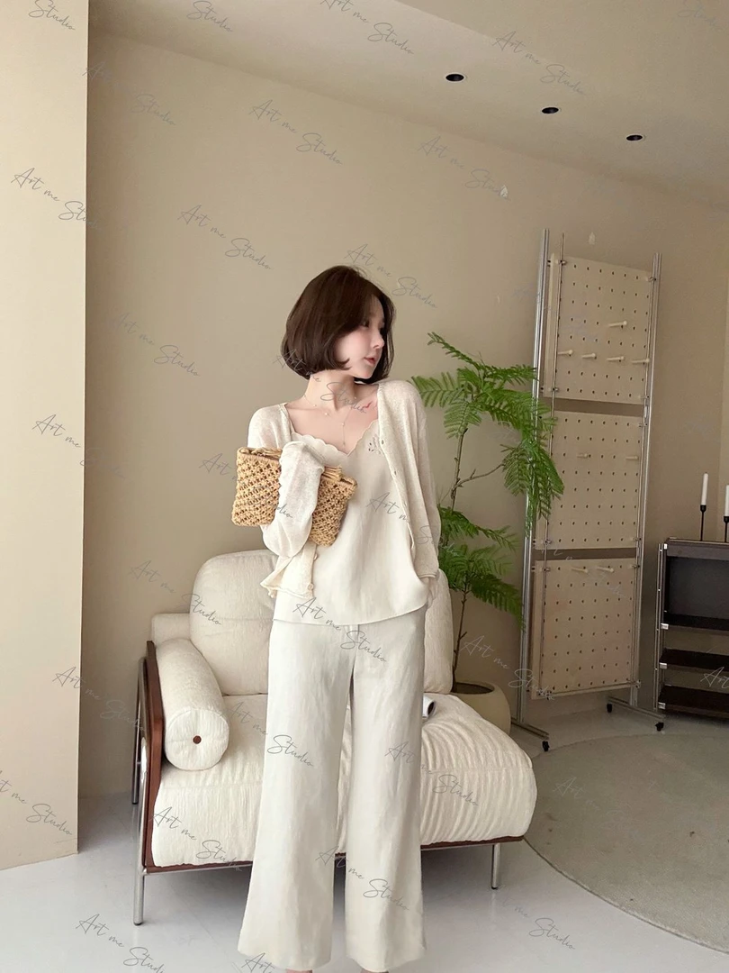 全手工包扣刺绣 亚麻棉吊带背心w1195w1