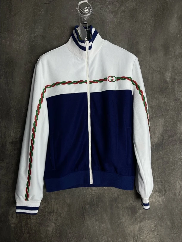 全新未使用 GUCCI/古驰 xs码*1/徽标拼色拉链长袖夹克外套/03841