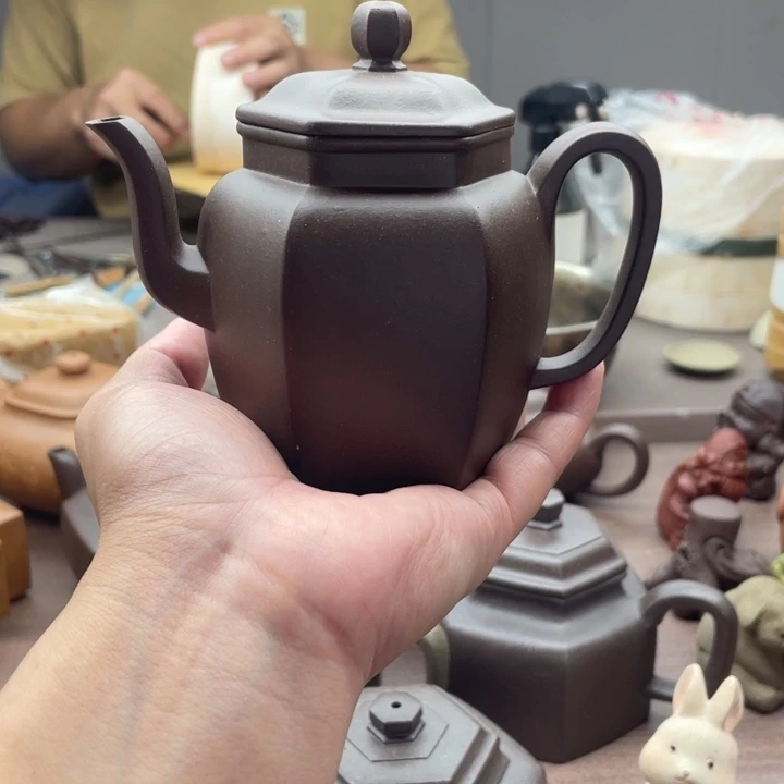 茶壶紫砂六方高宫灯，紫泥