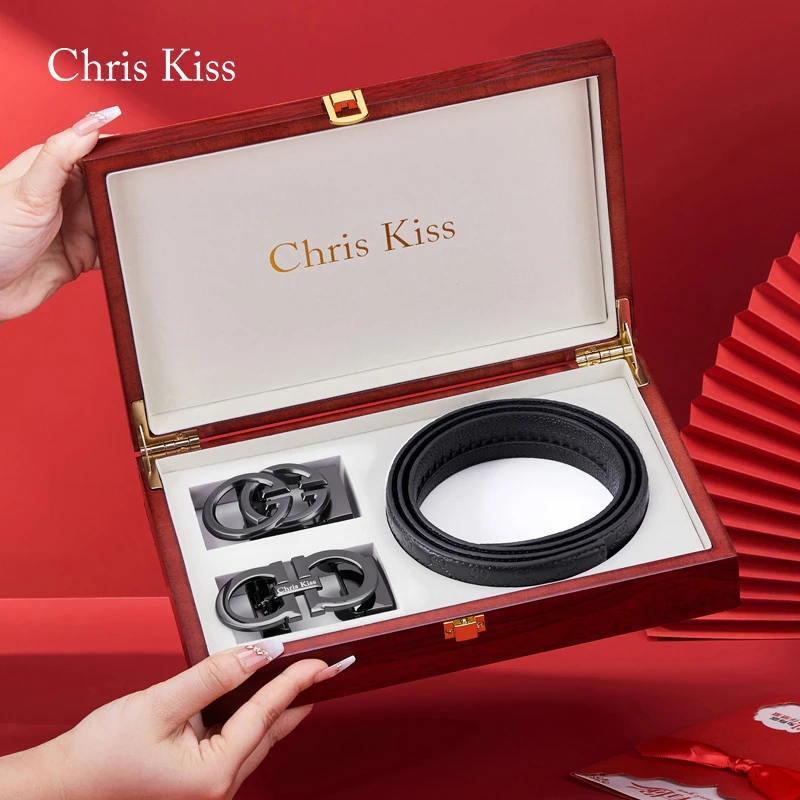 Chris Kiss【男士礼物】皮带男款真皮自动扣腰带男士裤带送男友老公