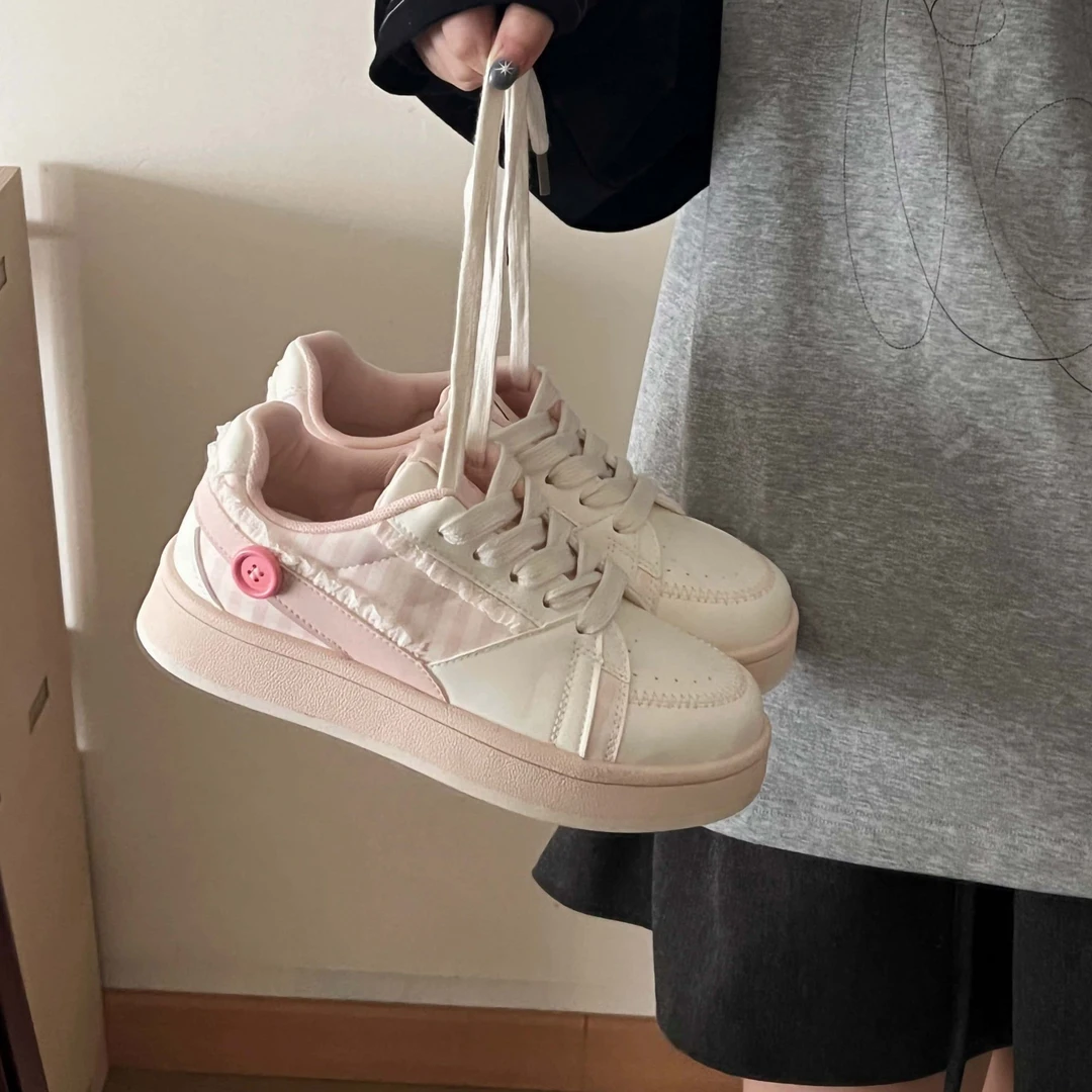 如奕-厚底板鞋女2025新款夏季ins潮百搭小众鞋子面包鞋小白鞋