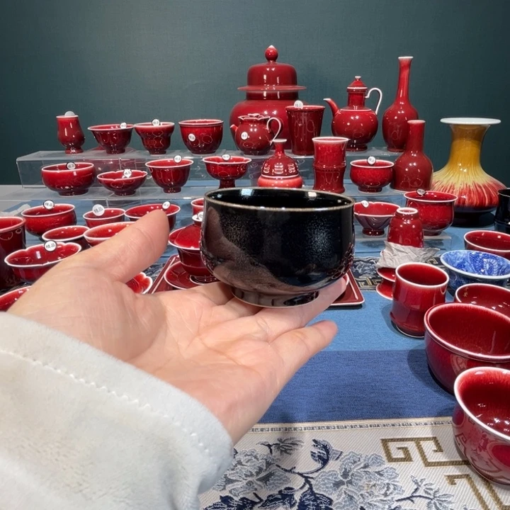 景德镇陶瓷郁金釉灯笼杯