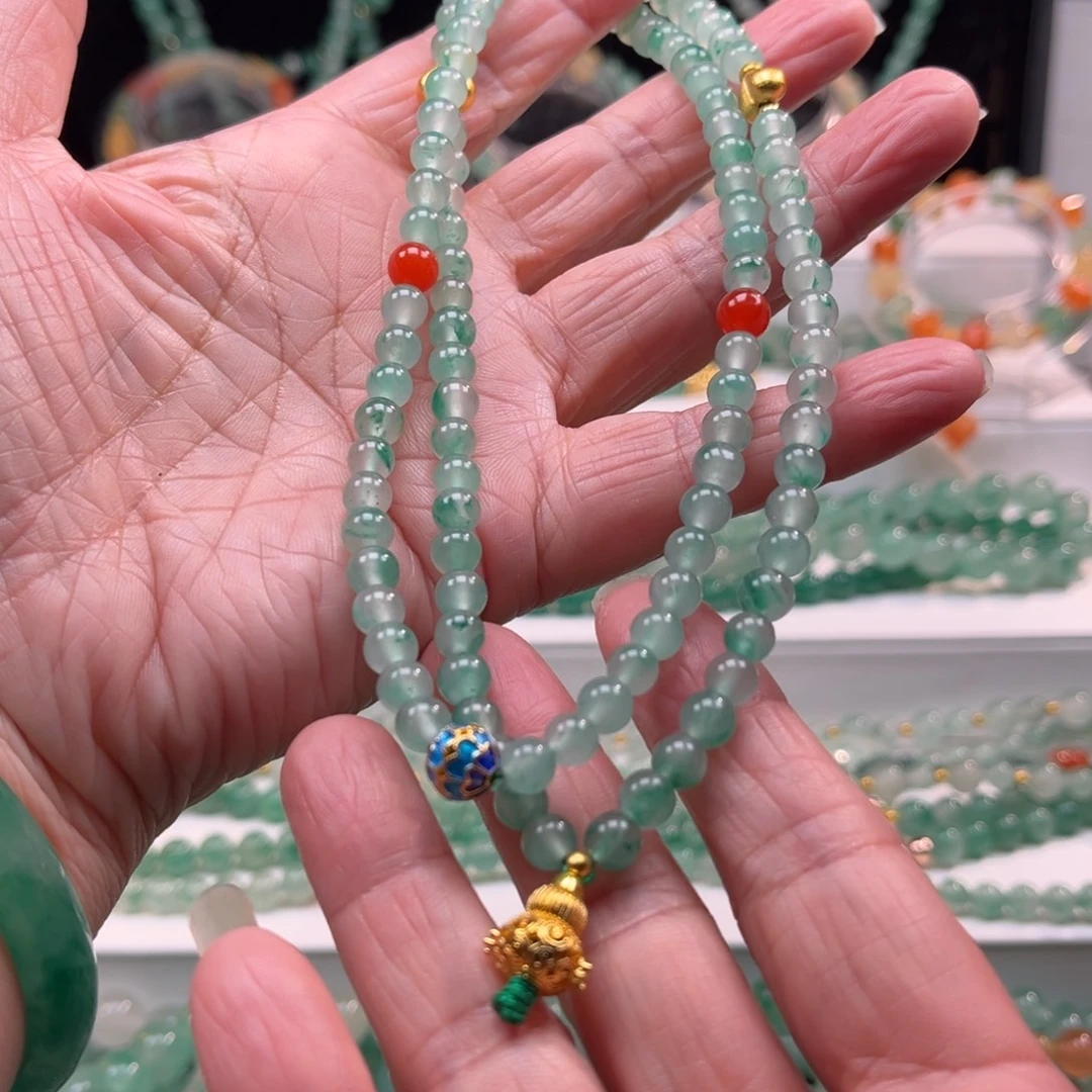 石英质玉合金项链108颗卡5.5