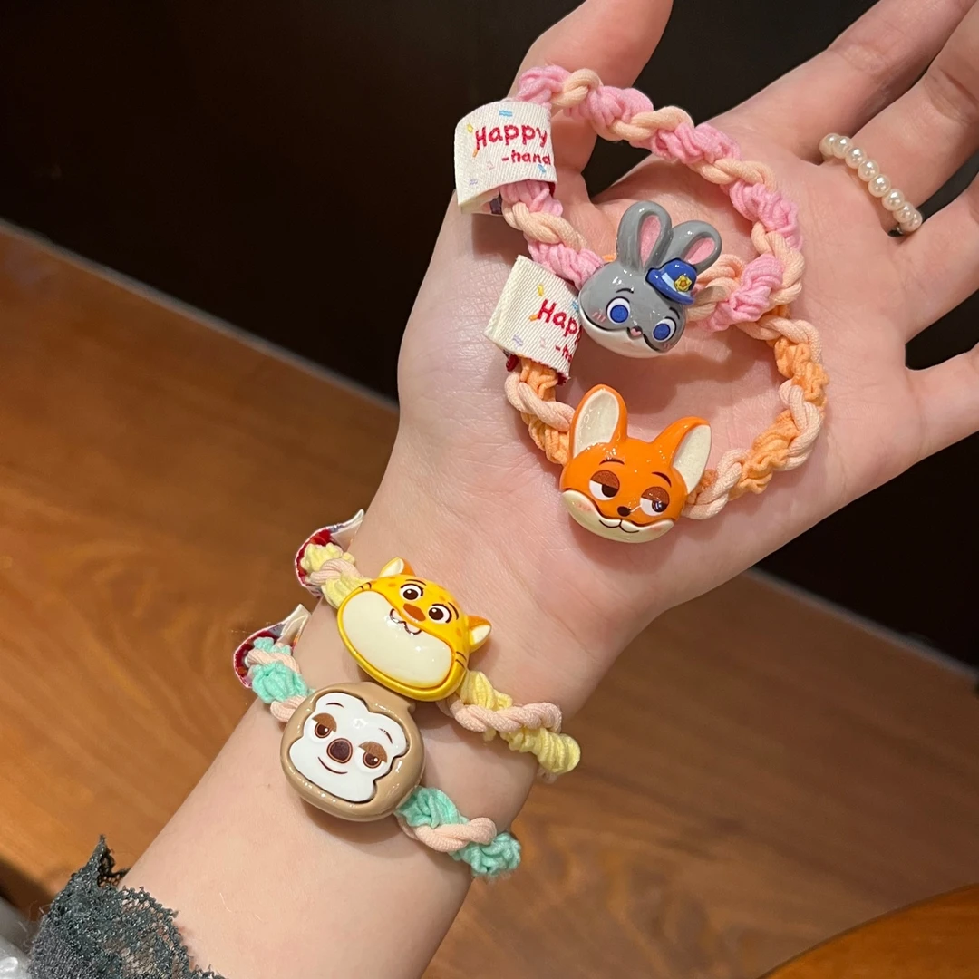 卡通布标疯狂动物城朱迪尼克发圈少女高弹力麻花扎头皮筋发绳盘发