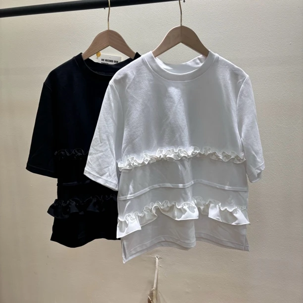 luck波浪边短袖T恤