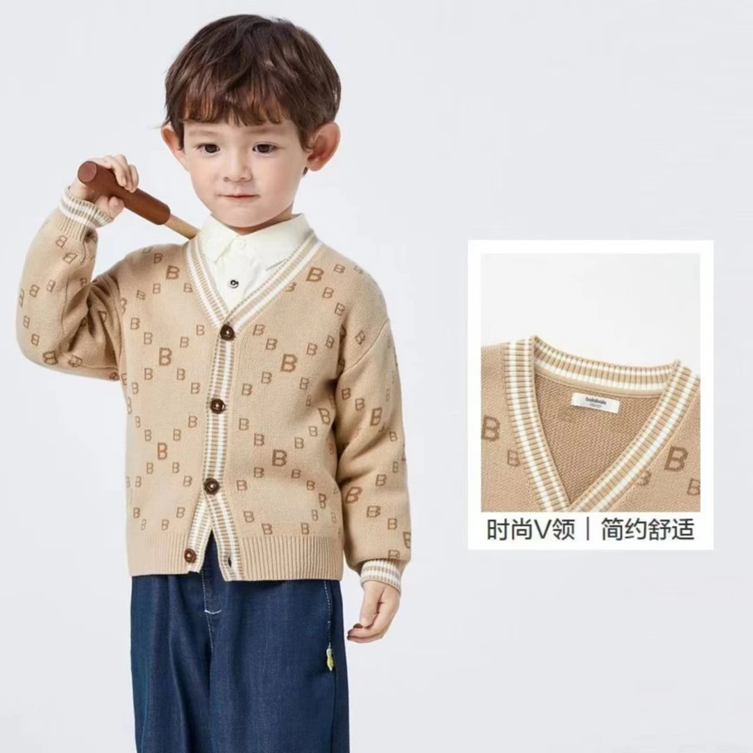 网红爆款2024童装新款男童毛衣儿童学院针织衫纯棉秋装开衫上衣