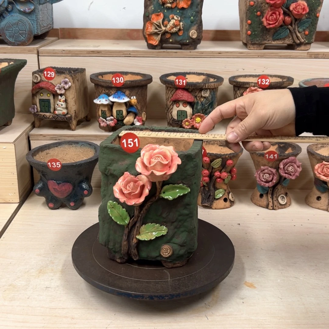 紫砂花盆151号内口12×13，外高19