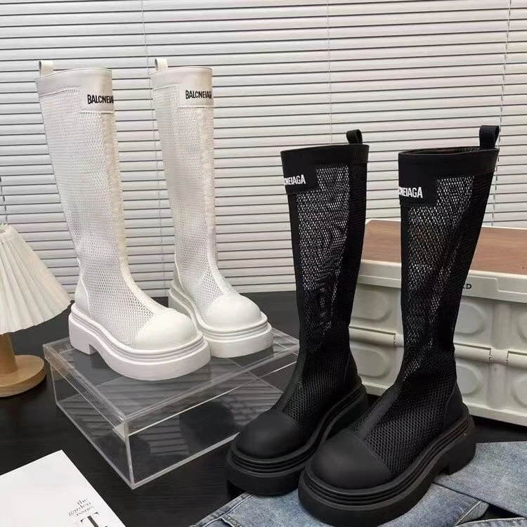 #8291 夏季百搭厚底增高镂空长筒网靴