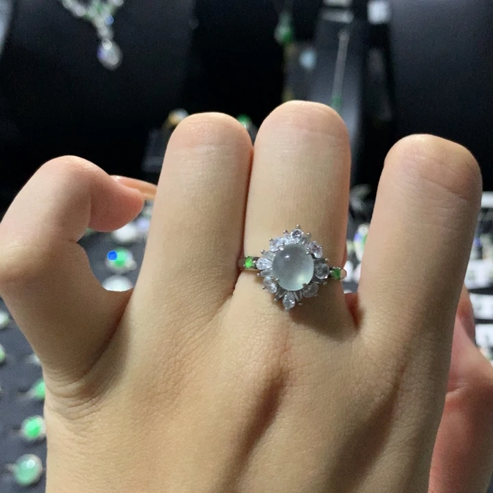 翡翠银S925镶嵌戒指