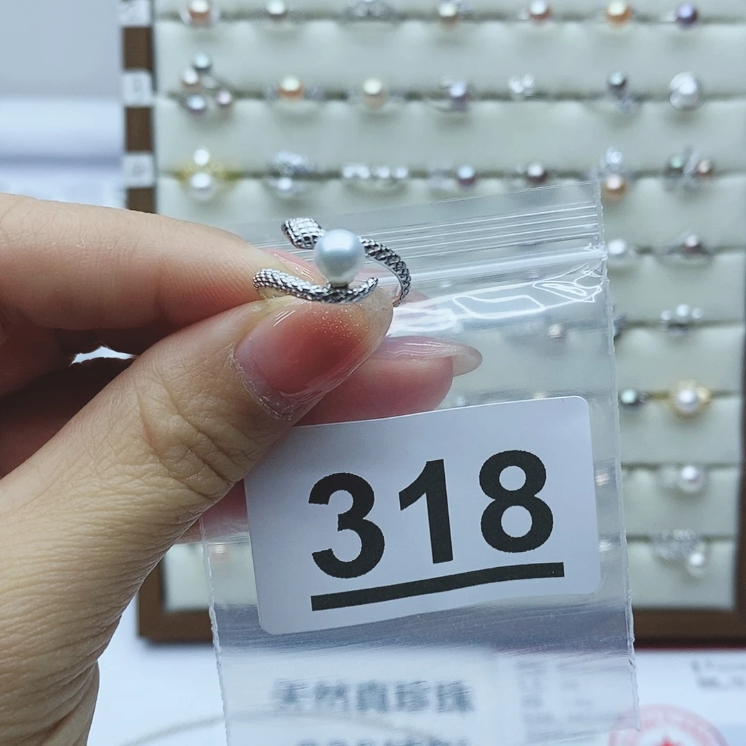 淡水珍珠戒指银S925镶嵌听*～318