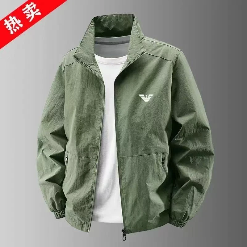 2025春夏季新品男士夹克运动休闲宽松立领防风透气薄款外套男
