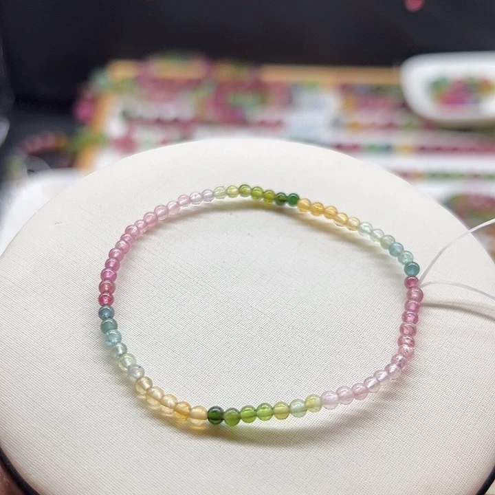 未镶嵌链碧玺约3mm碧玺手链