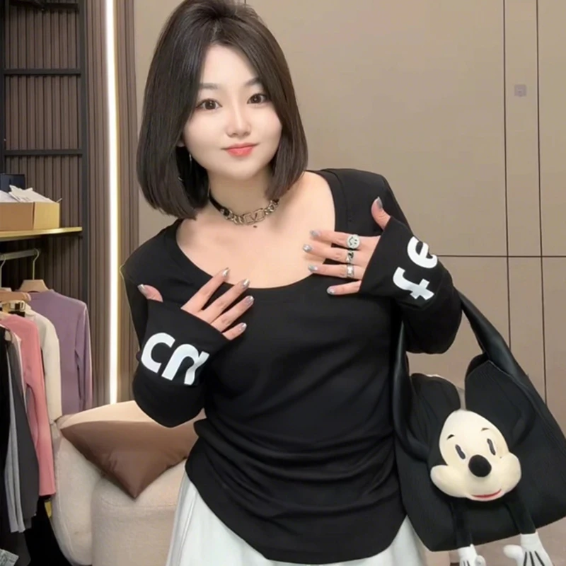 2025春季新款纯色修身打底衫女内搭高级设计感小众长袖T恤上衣女