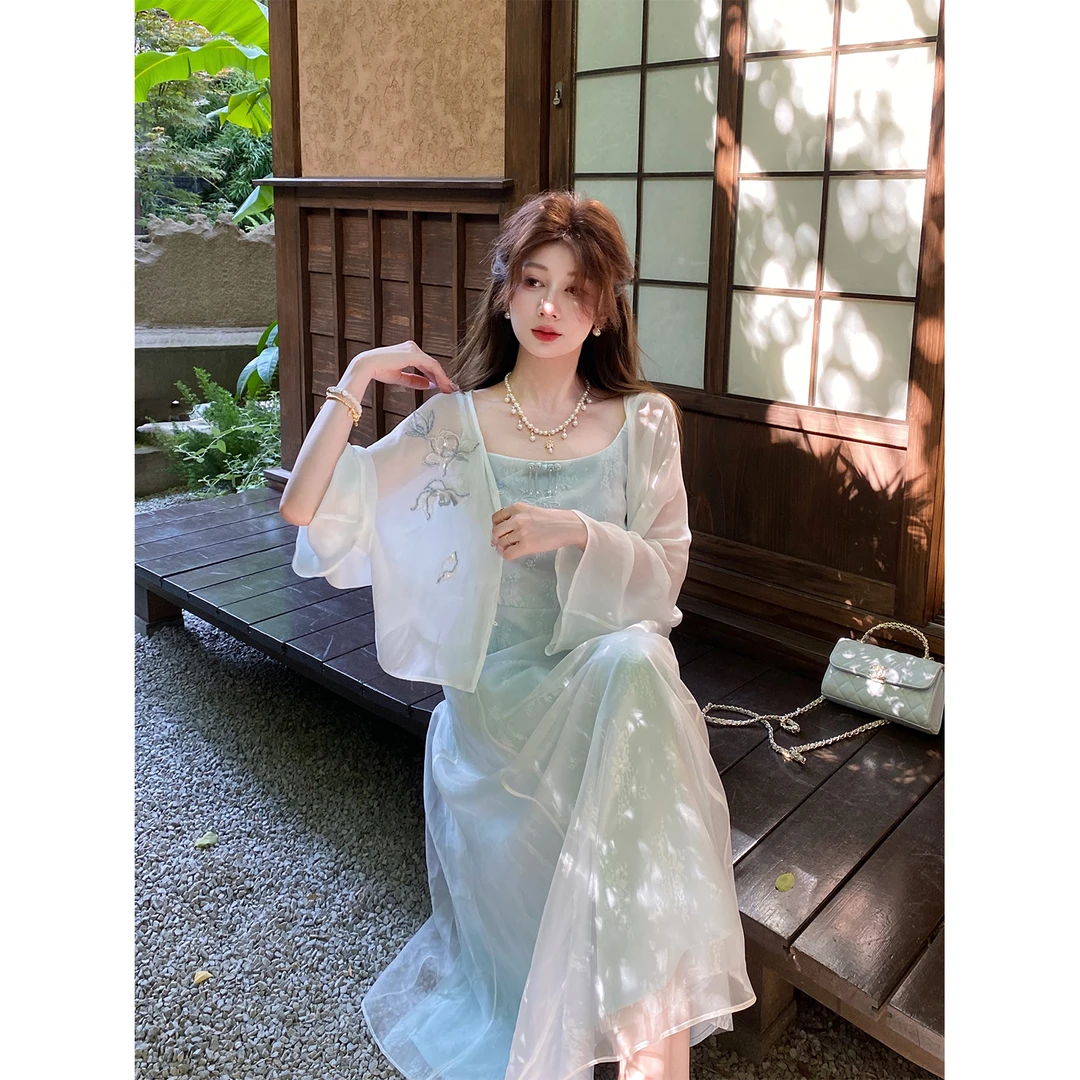 GA盈瓷【玉兰簪】夏日国风连衣裙开衫时尚套装25SS1087/25SS1091