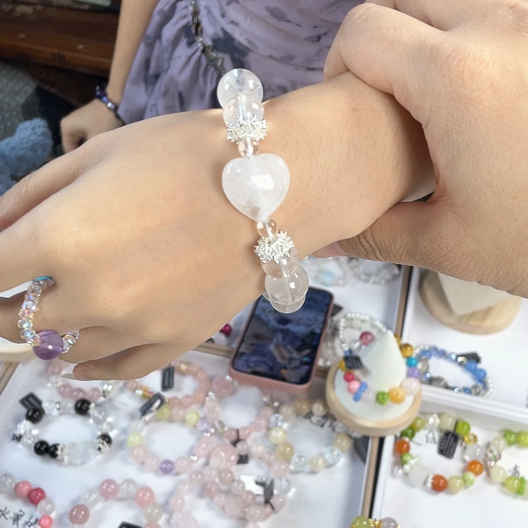 水晶手链银S925镀金镶嵌