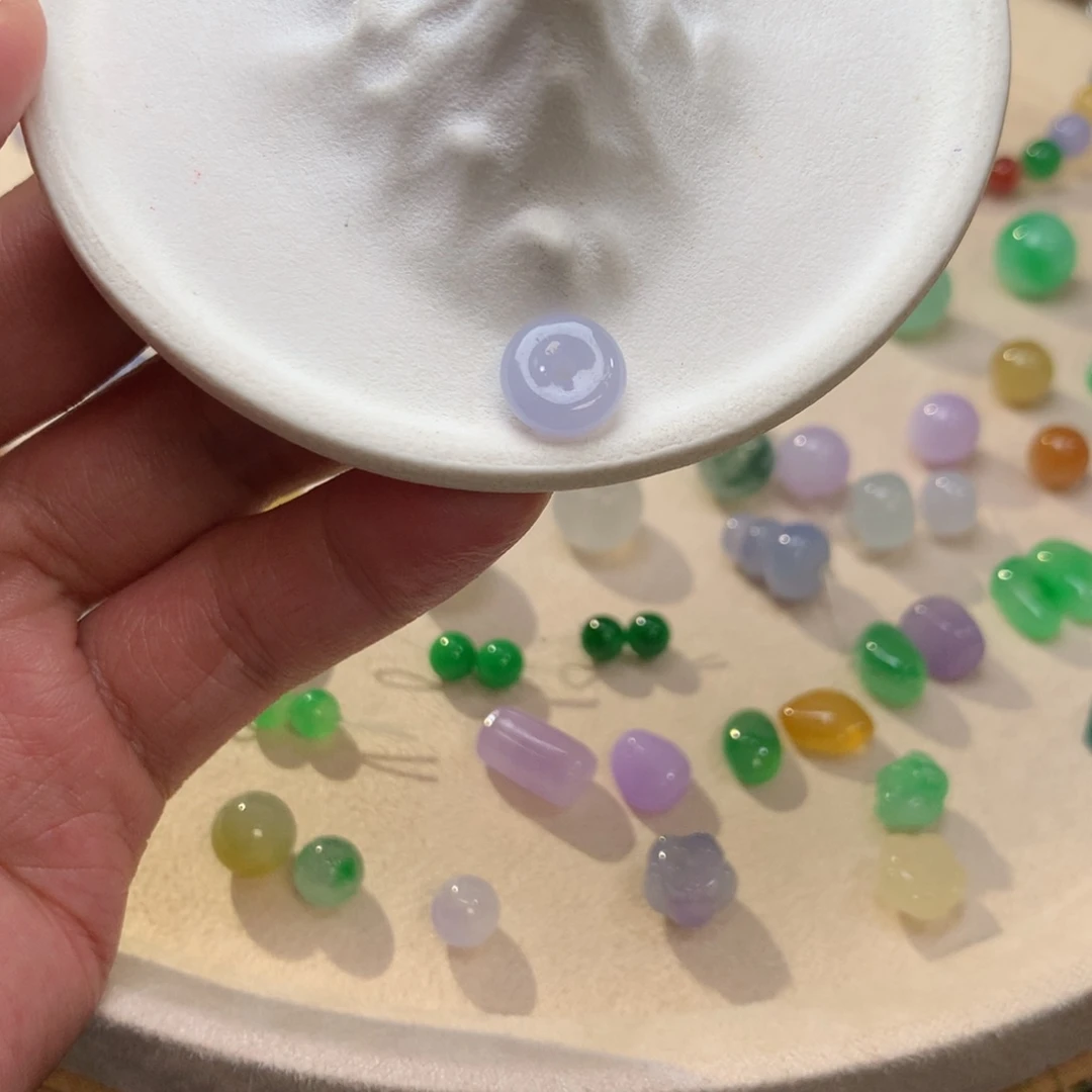 翡翠散珠冰紫纽扣珠