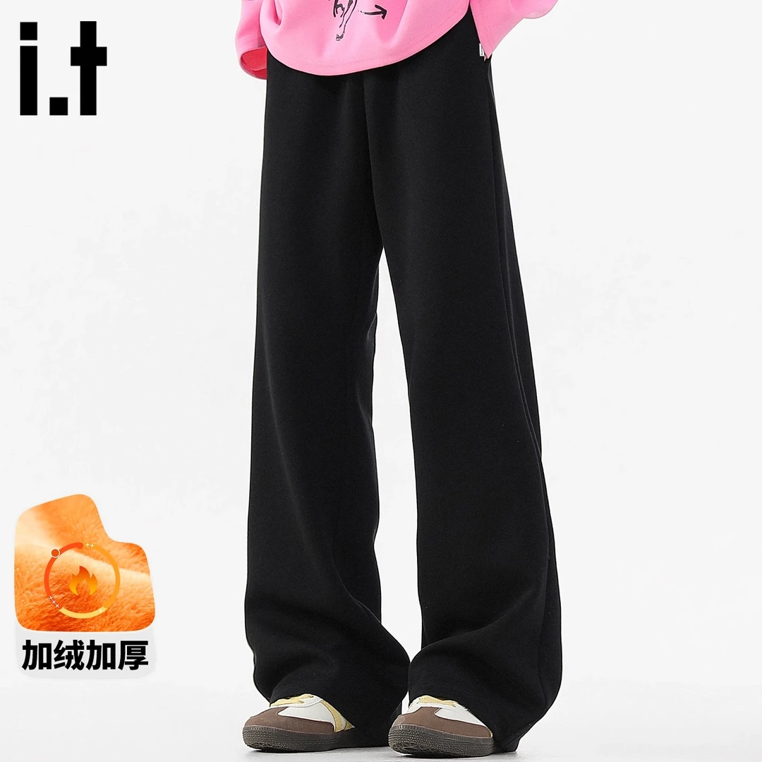 it FINGERCROXX微喇休闲裤男冬季新款美式卫裤男士加绒保暖长裤子