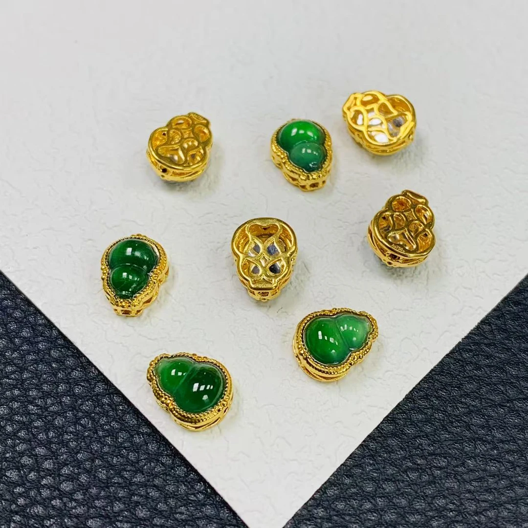 「戴琴珠宝」YZ4217-10mm左右18k金翡翠葫芦配件YF(多样性发其一)