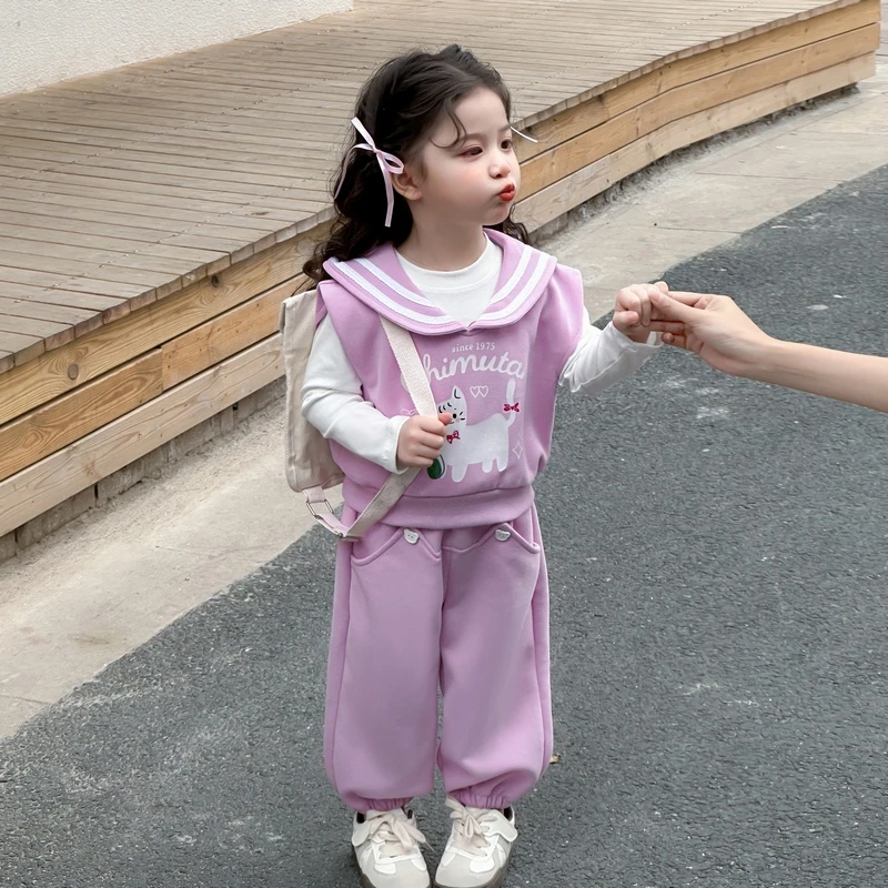 女童套装春秋装2025新款爆款儿童春装女孩休闲运动装时髦三件套