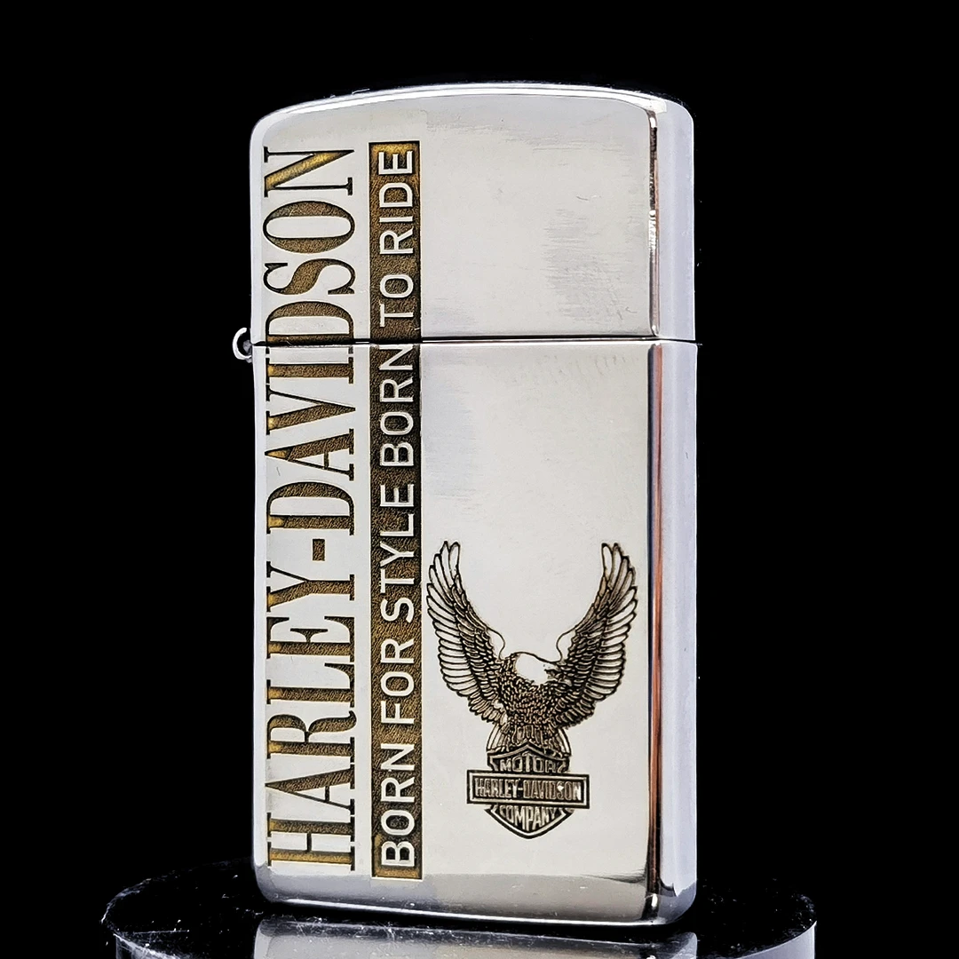 ZIPPO正品打火机/纤巧哈雷鹰-金冰双色男士收藏防风DY9914DK【阿明