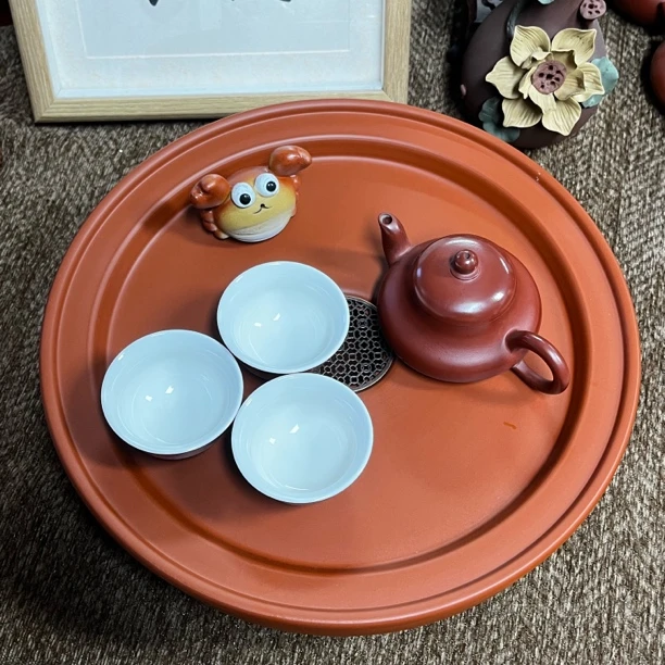 紫砂茶盘茶船潮汕茶床干泡台茶盘泡茶专用家用朱泥蓄水茶洗双层