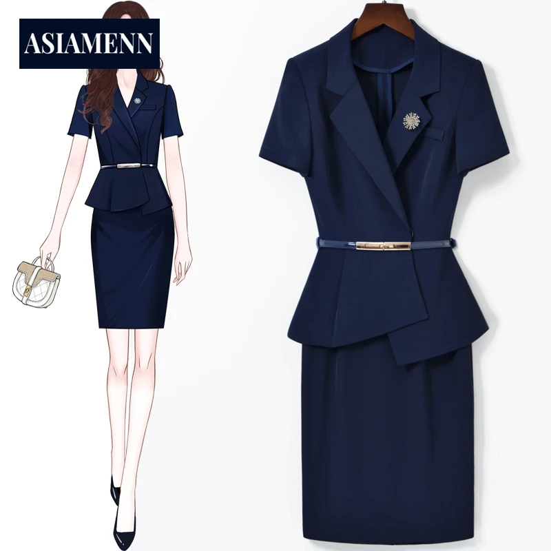 职业装夏季西装套装裙总裁气质女神范高端短袖西服韩版正装工作服