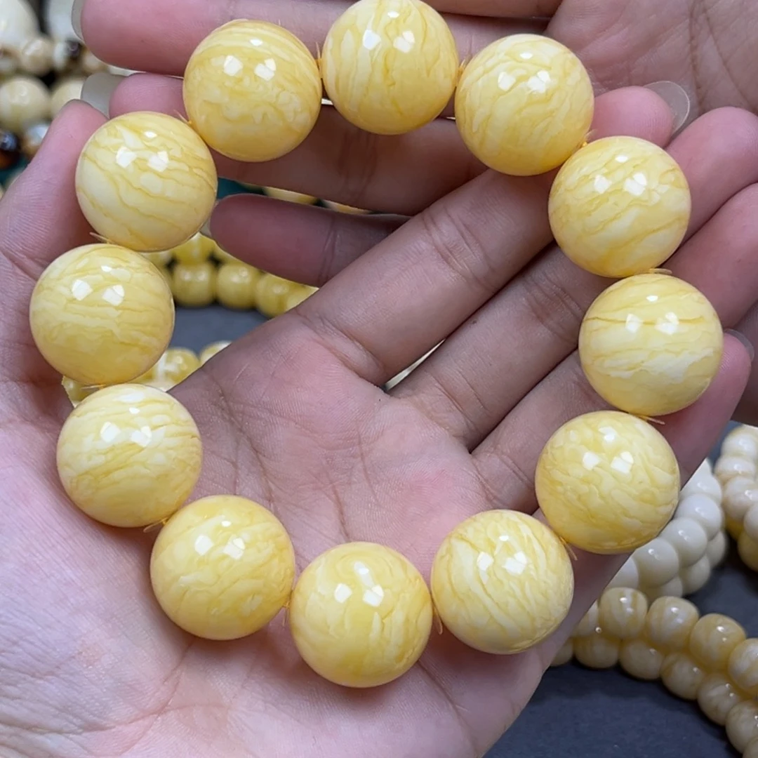 琥珀未镶嵌手串同料圆珠手串20.3mm