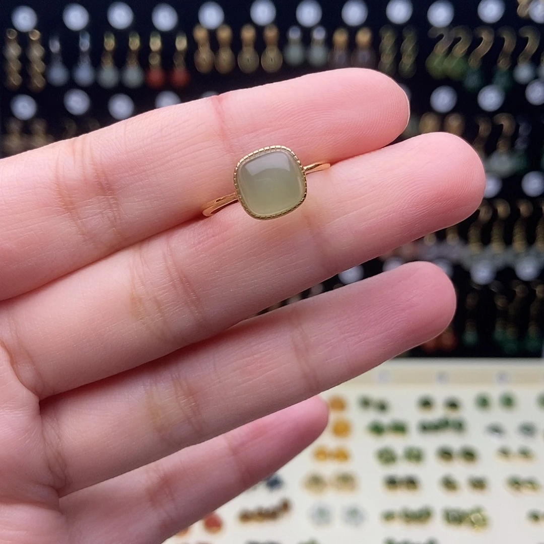 和田玉银S925镀金镶嵌耳饰